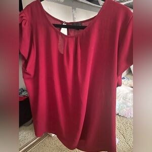 Plus size 3x burgundy tulip sleeve career top
